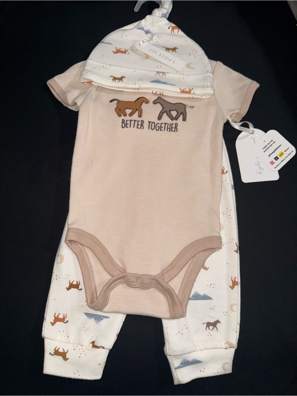 Better Together Beige Baby Matching Set with Hat